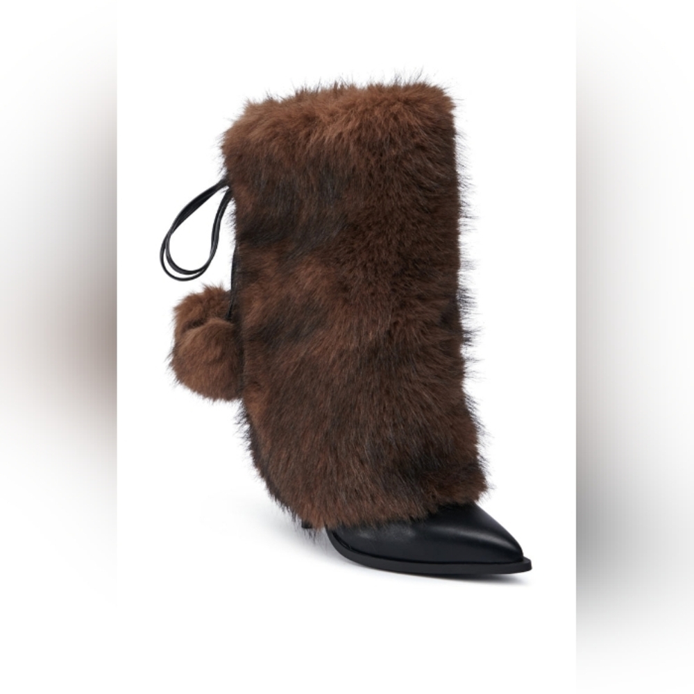 AZALEA WANG "OPERATION: MOCHA Size: 11 Faux Fur Cocoa Heels (Fast ship)